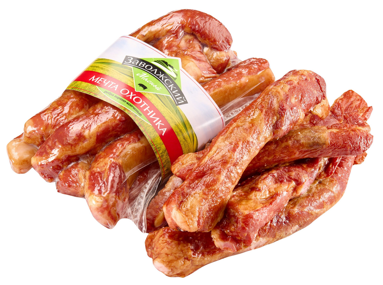 Ребрышки свиные Заволжский МК Мечта охотника копчено-вареные, ~450г
