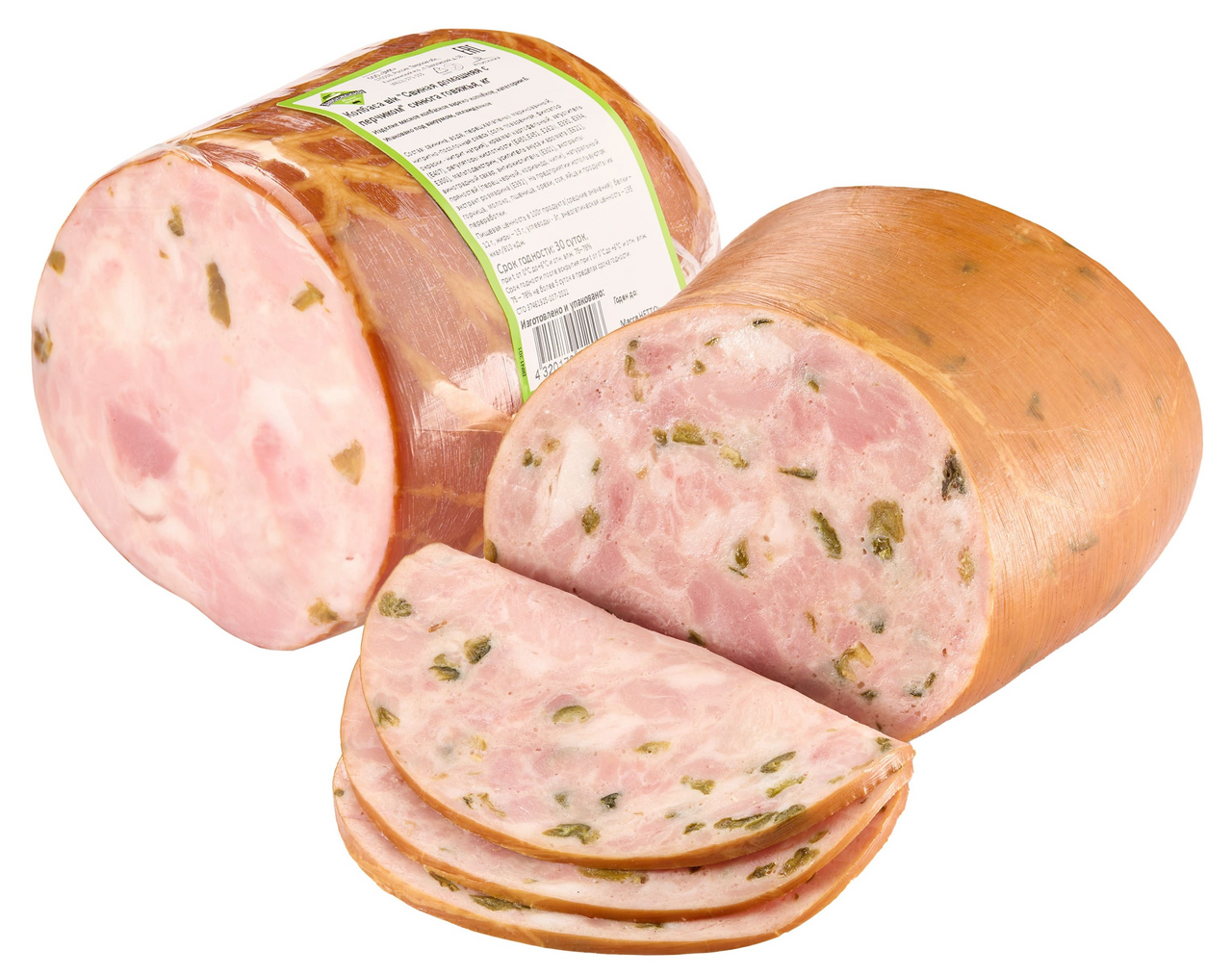 Колбаса свиная Заволжский МК Домашняя с перчиком варено-копченая, ~1.6кг