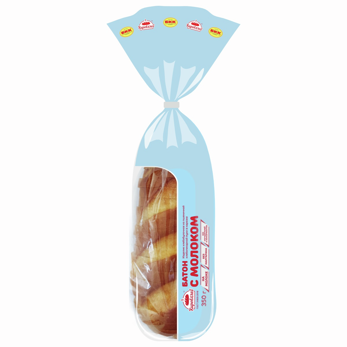 Батон Кировхлеб с молоком нарезка, 350г