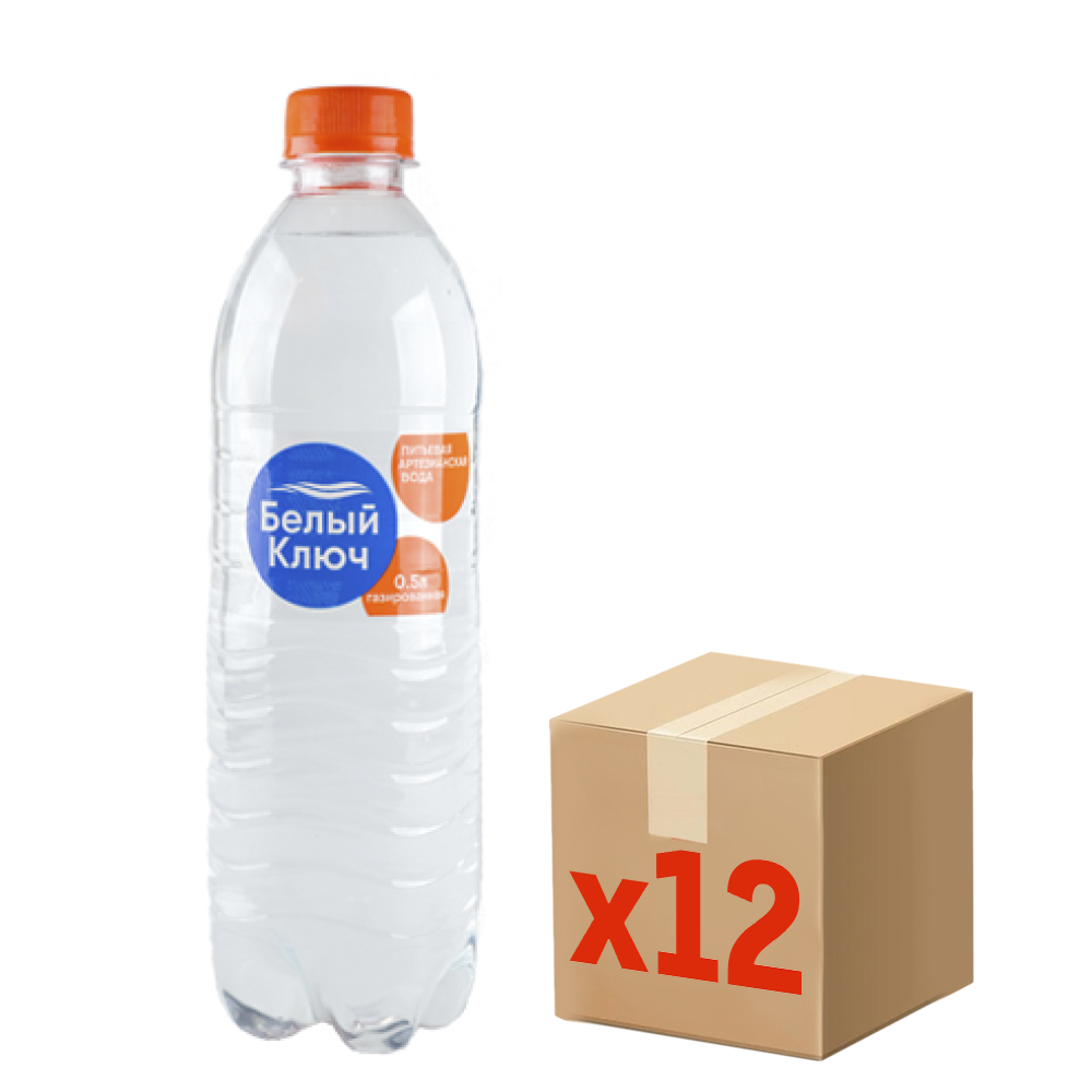 Вода Белый ключ минеральная газированная, 500мл x 12 шт