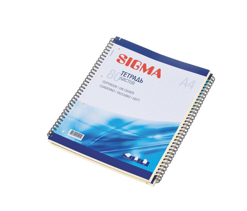 SIGMA Тетрадь на спирали А4 в клетку, 80 листов