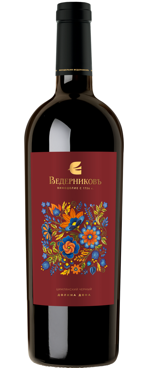 Вино Винодельня Ведерниковъ Цимлянский черный красное сухое, 0.75л
