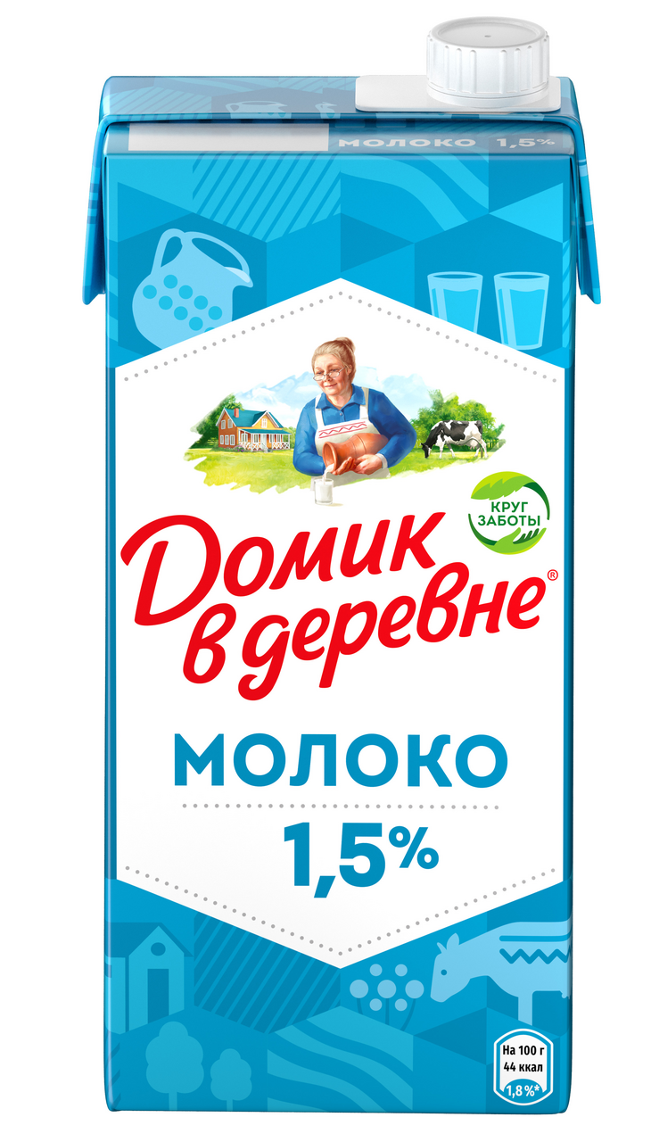 Молоко ДОМИК В ДЕРЕВНЕ ультрапастеризованное, 1,5% 950 г