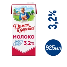 Молоко Домик в деревне ультрапастеризованное 3.2%, 925мл