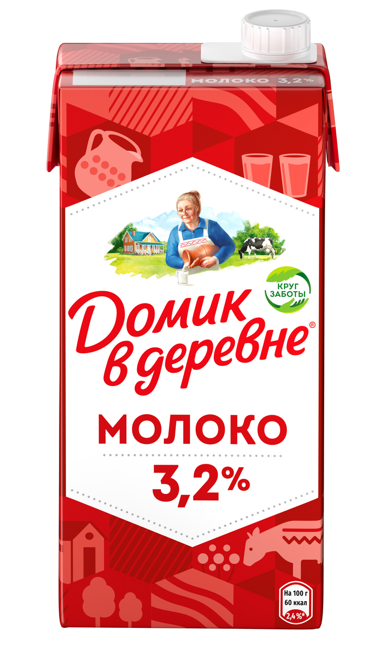 Молоко ДОМИК В ДЕРЕВНЕ стерилизованное 3,2%, 950г