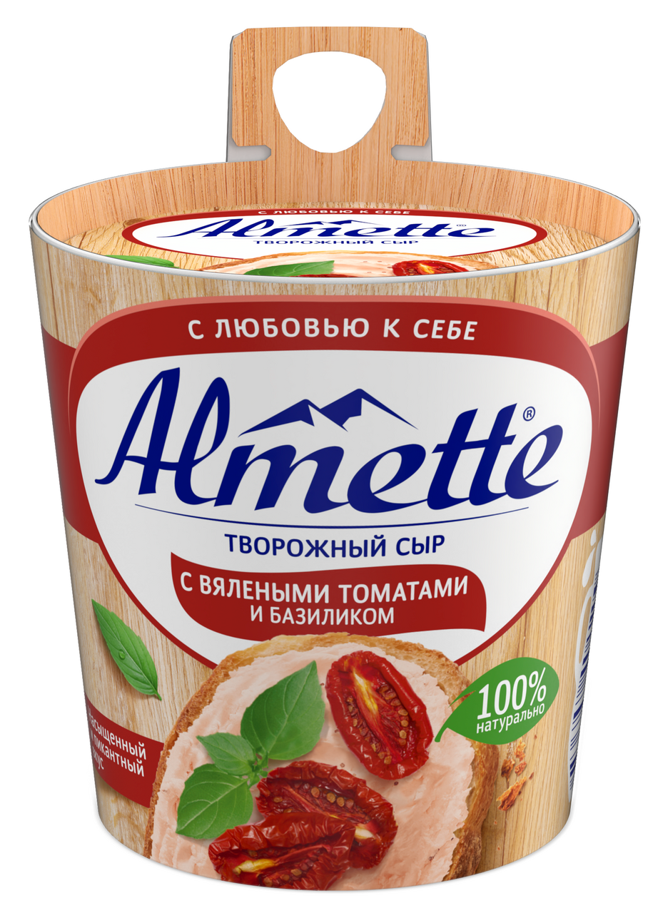 Сыр творожный Almette вяленые томаты и базилик 60%, 150г