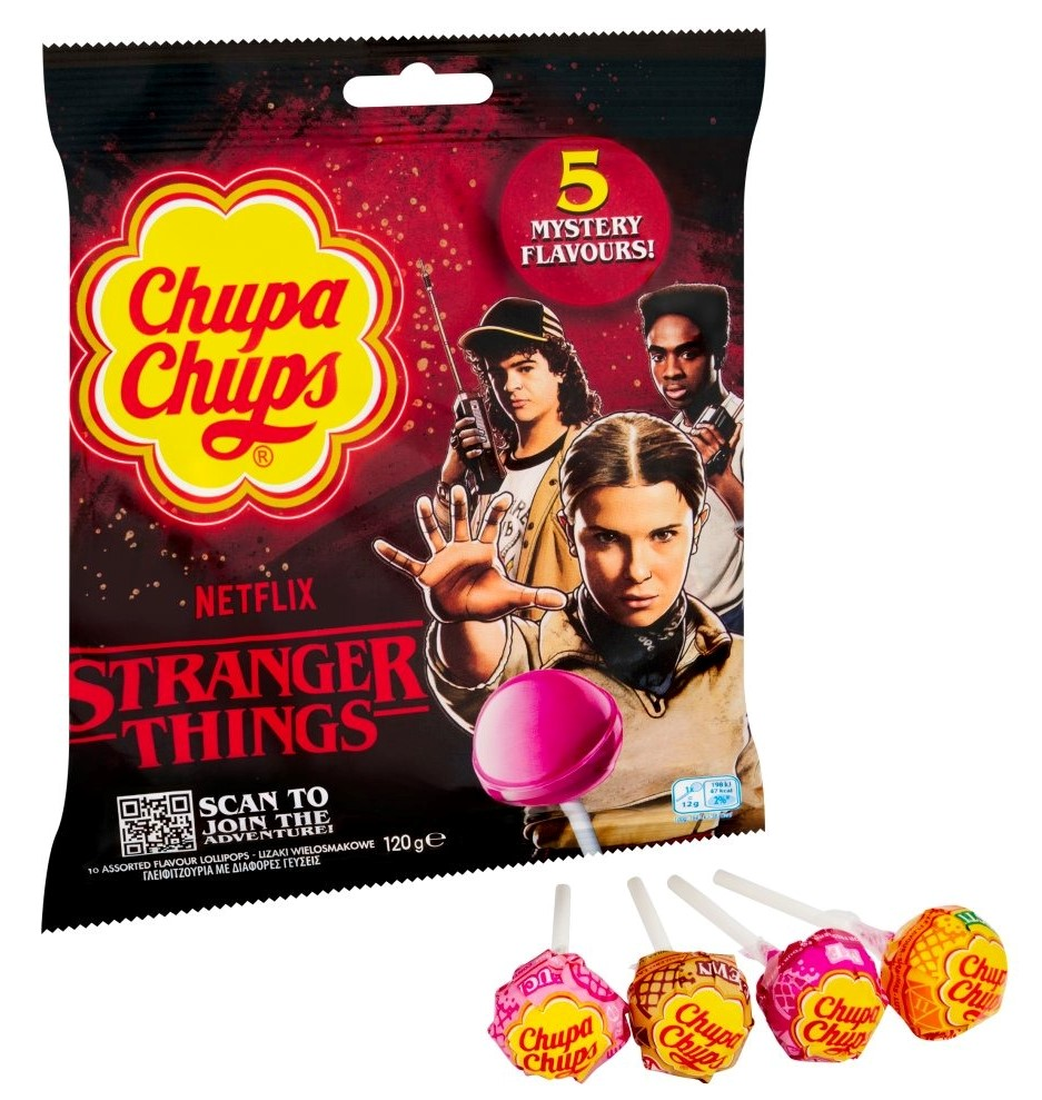 Карамель Chupa Chups Stranger Things Right Side Up красная (12г x 10шт), 120г