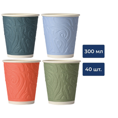 Стакан бумажный Скандипакк узоры 2 слоя 40шт, 300мл