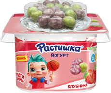 Йогурт детский Растишка клубника и злаки с шариками в глазури 3%, 117г