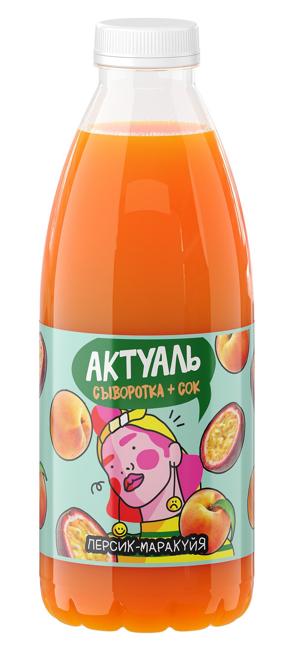 Напиток сывороточный Актуаль с персиком и маракуйей, 930г