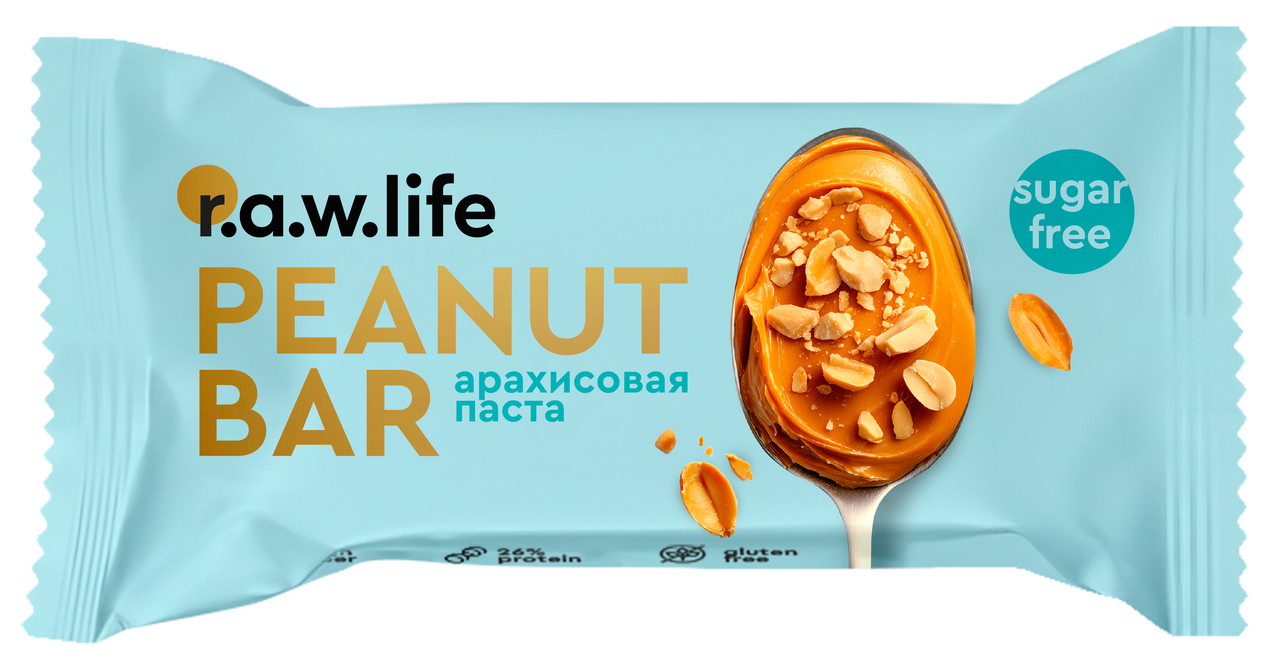 Батончик протеиновый R.A.W. LIFE арахисовая паста, 35г