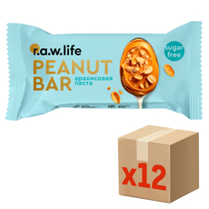 Батончик протеиновый R.A.W. LIFE арахисовая паста, 35г x 12 шт
