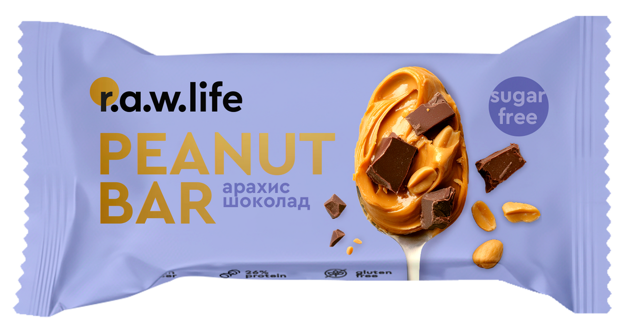 Батончик протеиновый R.A.W. LIFE арахис и шоколад, 35г