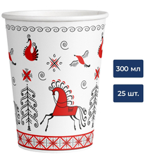 Fine Life Стакан бумажный роспись 1 слой 25шт, 300мл