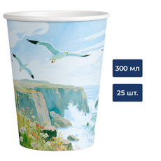 Fine Life Стакан бумажный чайки 1 слой 25шт, 300мл
