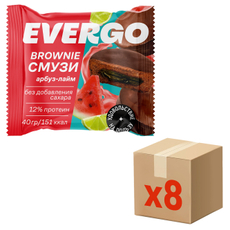 Пирожное протеиновое Evergo брауни смузи арбуз с лаймом, 40г x 8 шт
