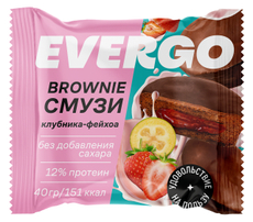 Пирожное протеиновое Evergo брауни смузи клубника с фейхоа, 40г