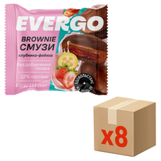 Пирожное протеиновое Evergo брауни смузи клубника с фейхоа, 40г x 8 шт