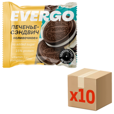 Печенье протеиновое Evergo сэндвич сливочное, 45г x 10 шт