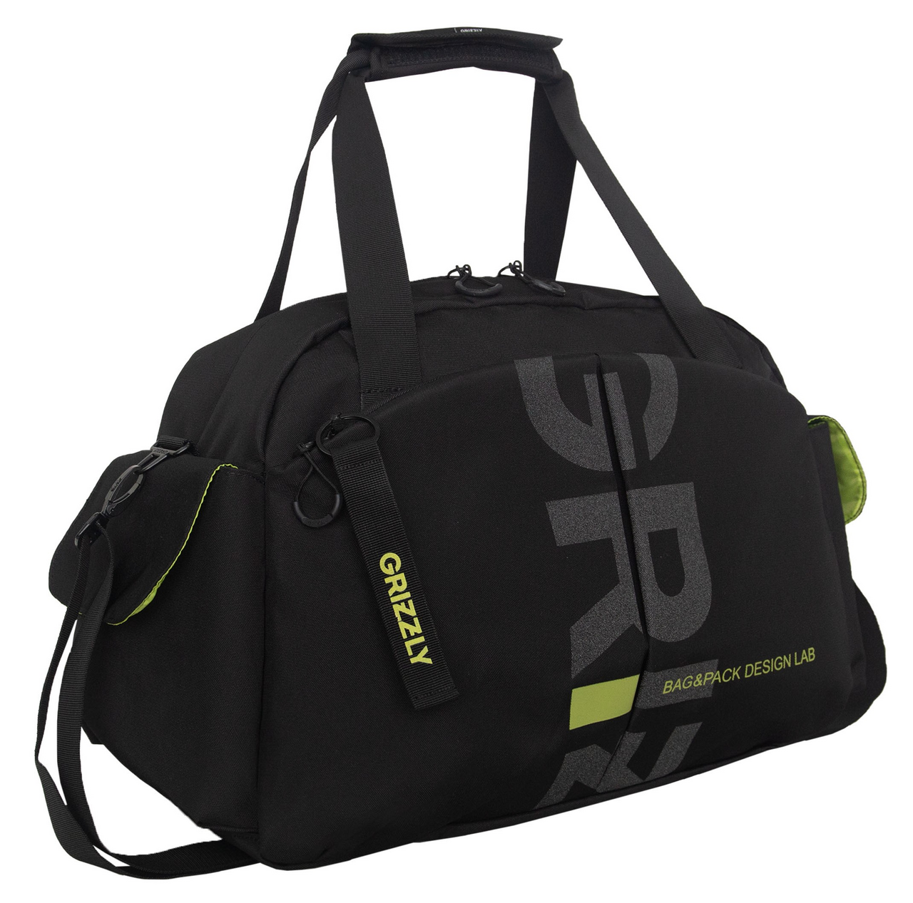 Сумка дорожная Grizzly черный и салатовый 4/1 TD-699