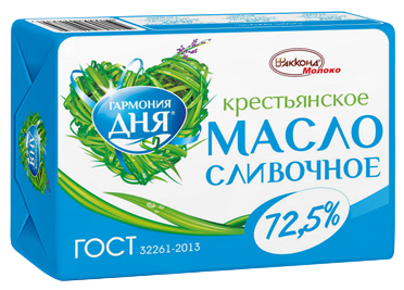 Масло сливочное Гармония дня Крестьянское ГОСТ 72.5%, 180г