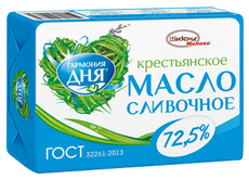 Масло сливочное Гармония дня Крестьянское ГОСТ 72.5%, 180г