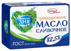 Масло сливочное Гармония дня Традиционное ГОСТ 82.5%, 180г