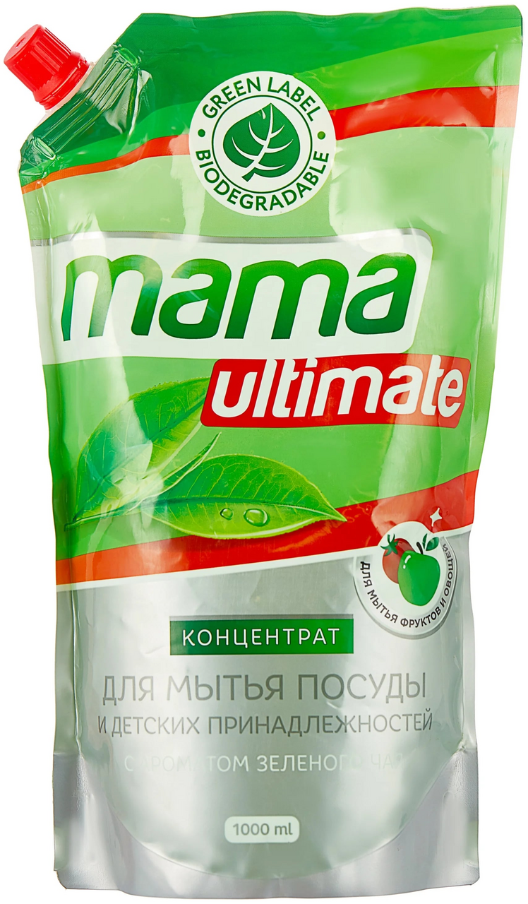 Изображение товара Средство для мытья посуды Mama Ultimate с ароматом зеленого чая концентрированное, 1л