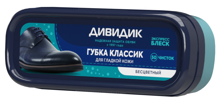 Губка для обуви Дивидик Классик для гладкой кожи бесцветная, 40мл