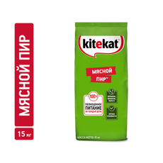 Корм сухой Kitekat Мясной пир для взрослых кошек, 15кг
