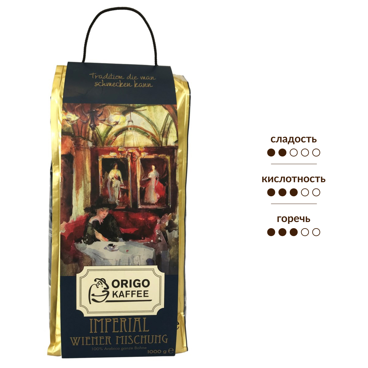 Изображение товара Кофе в зернах Origo Imperial Wiener Mischung 1 кг вакуумная упаковка Германия