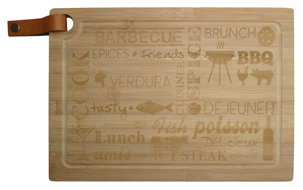 ДОСКА РАЗДЕЛ 39,5X28Х2СМ БАМБУК/КОЖА TH