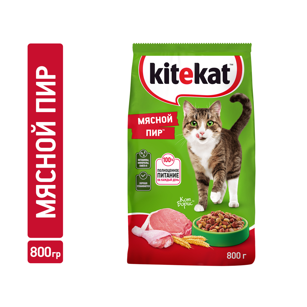 Изображение товара Корм сухой Kitekat Мясной Пир для взрослых кошек, 800г