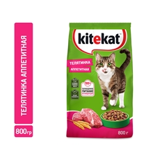 Корм сухой Kitekat Телятинка аппетитная для взрослых кошек, 800г