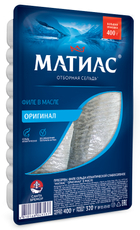 Сельдь Матиас филе оригинал слабосоленая в масле, 400г