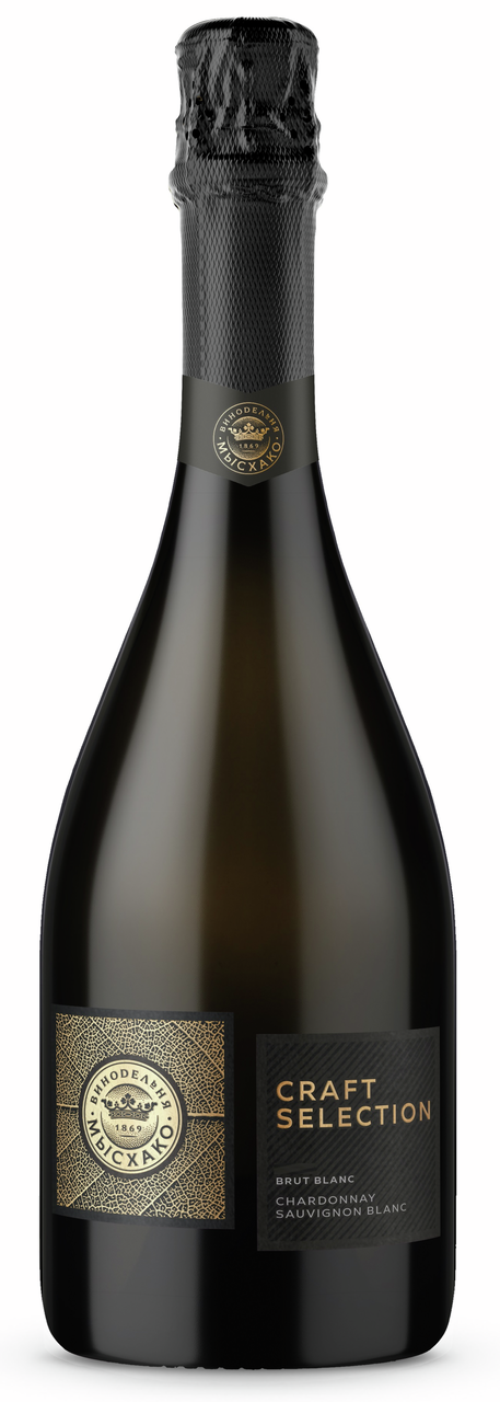 Вино игристое Мысхако Крафт Шардоне и Совиньон блан белое брют, 0.75л