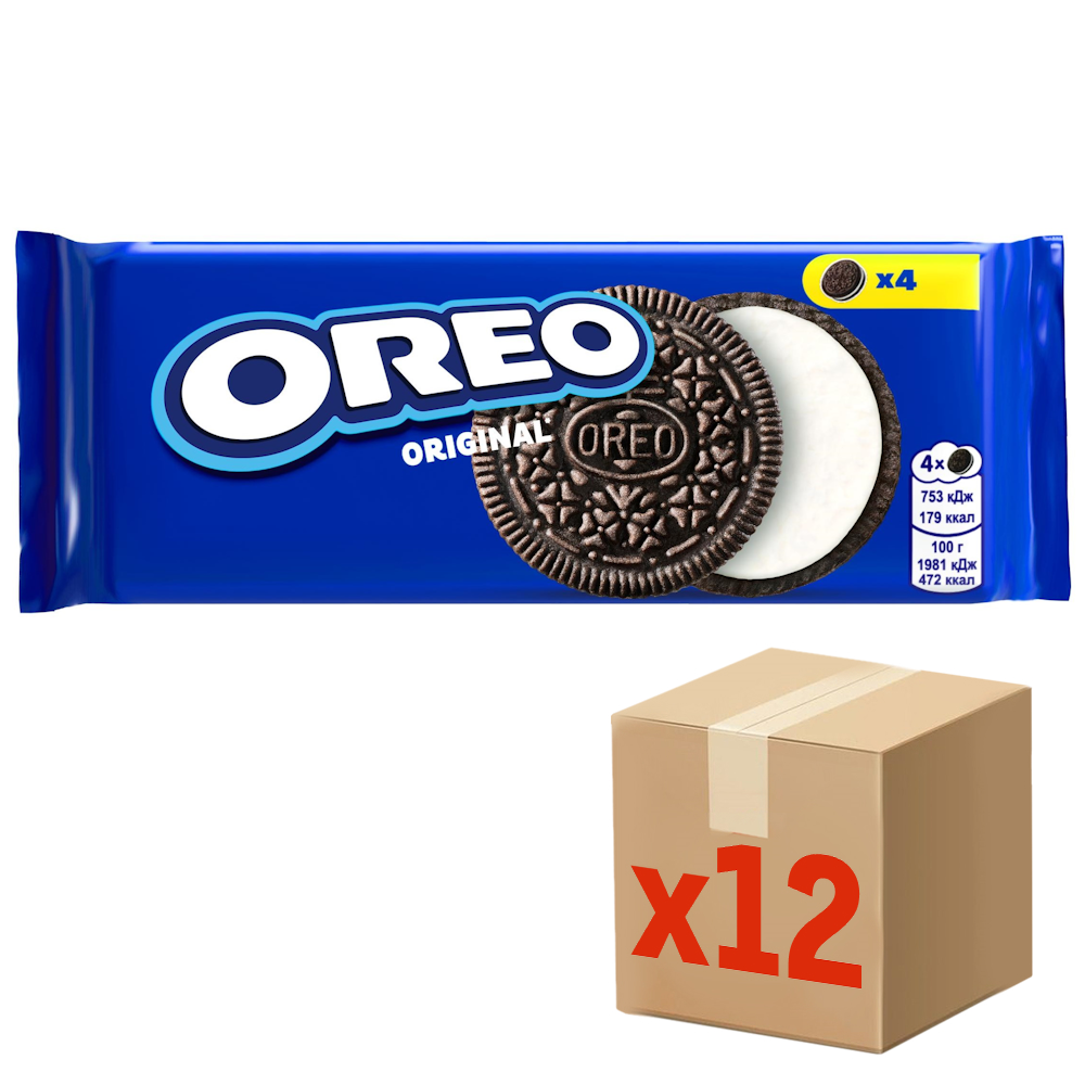Печенье сэндвич Oreo Original с какао и начинкой с ванильным вкусом, 38г x 12 шт