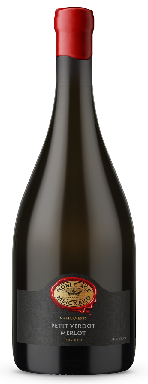 Вино Мысхако Ноубл Эйдж 6 урожаев Мерло и Пти Вердо красное сухое, 0.75л