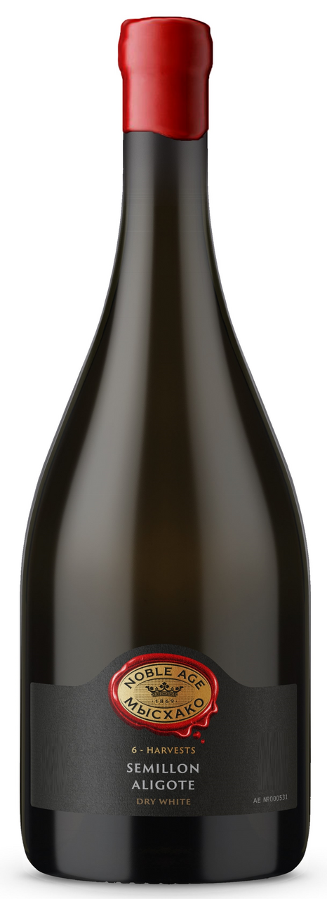 Вино Мысхако Ноубл Эйдж 6 урожаев Алиготе и Семильон белое сухое, 0.75л