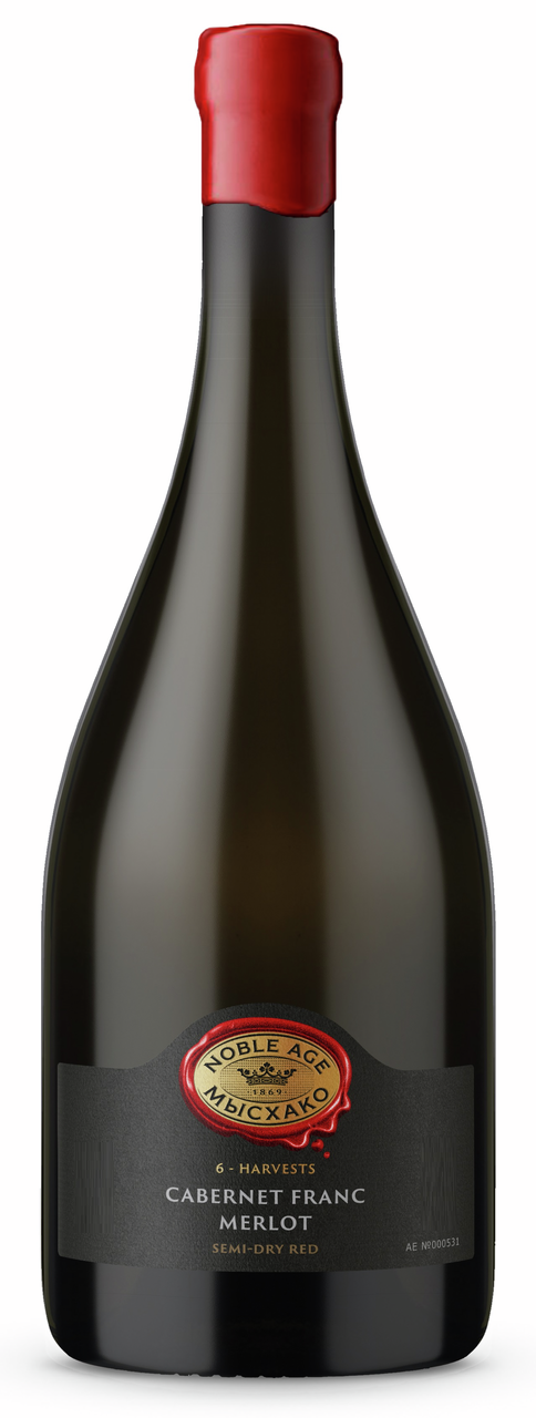 Вино Мысхако Ноубл Эйдж 6 урожаев Мерло и Каберне Фран красное полусухое, 0.75л