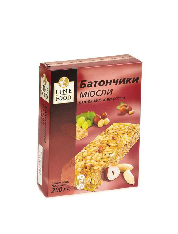 Батончик мюсли FINE LIFE Орех, 25гX8шт купить с доставкой на дом, цены ...