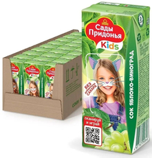 Сок детский Сады Придонья Яблоко и виноград с 6 месяцев, 200мл х 27 шт
