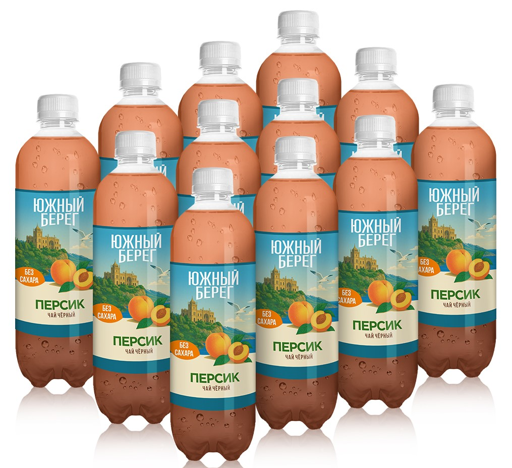 Холодный чай Южный берег черный персик, 500мл x 12 шт