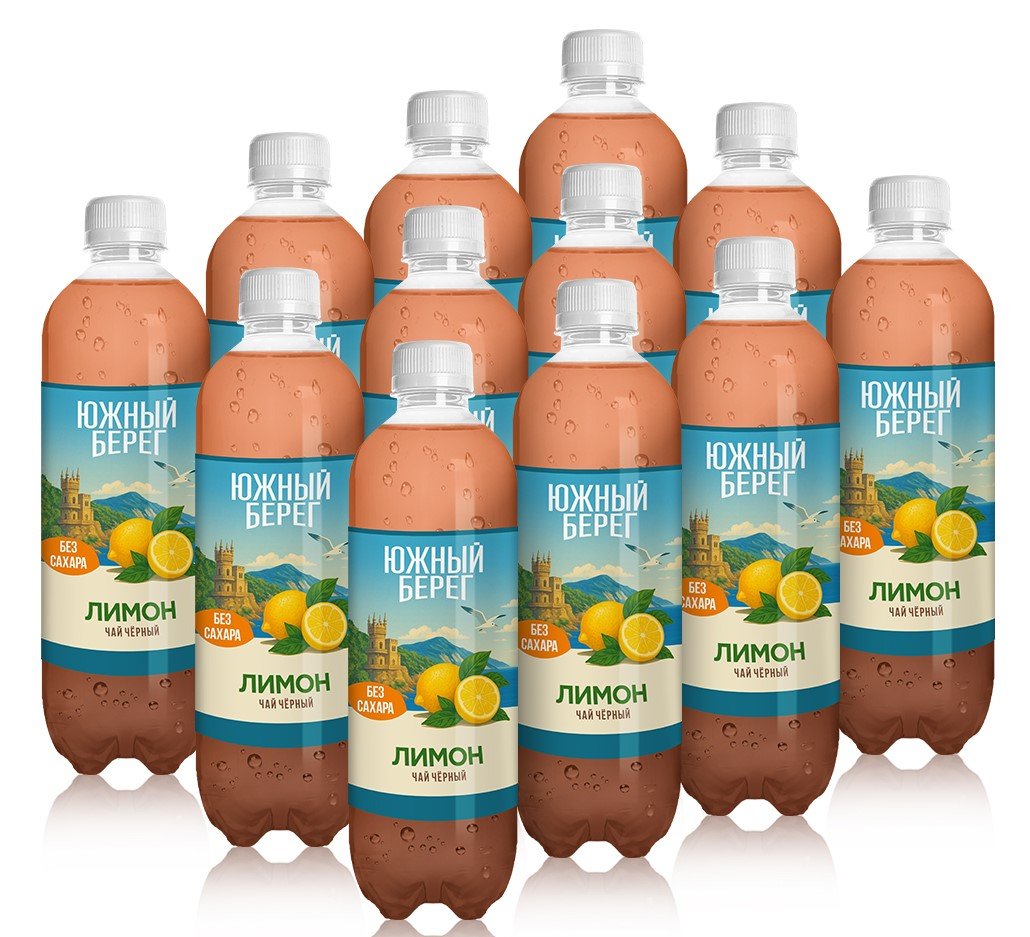 Холодный чай Южный берег черный лимон, 500мл x 12 шт