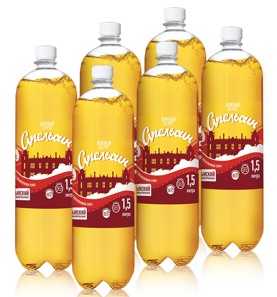 1,5Л ГАЗИР НАПИТОК ЮЖНЫЙ БЕРЕГ АПЕЛЬСИН ПЭТ