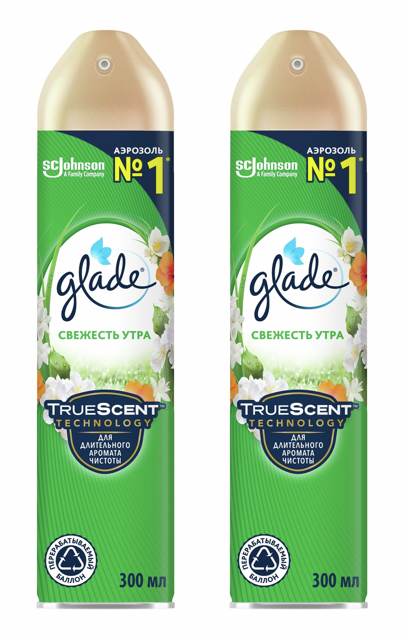 Освежитель воздуха Glade аэрозольный 5 в 1 Свежесть утра, 300мл х 2 шт