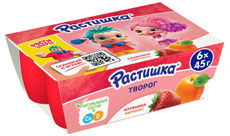 Творог детский Растишка Клубника и абрикос 3.5% с 3 лет (45г х 6шт), 270г
