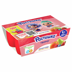 Творог детский Растишка Лесные ягоды, персик и груша 3.5% с 3 лет (45г х 6шт), 270г
