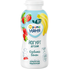 Йогурт питьевой детский ФрутоНяня Клубника и банан 2.5% с 8 месяцев, 200мл
