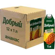 Нектар Добрый Ананас - яблоко, 1л x 12 шт